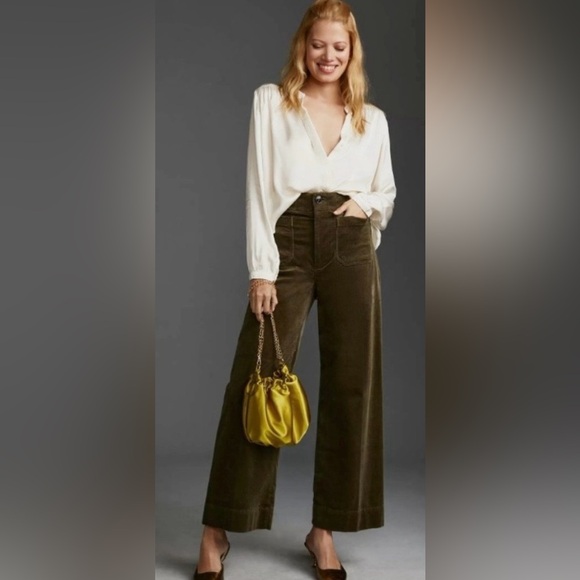 Anthropologie Colette Corduroy Full Length Wide-Leg Pants Size 26P NWOT